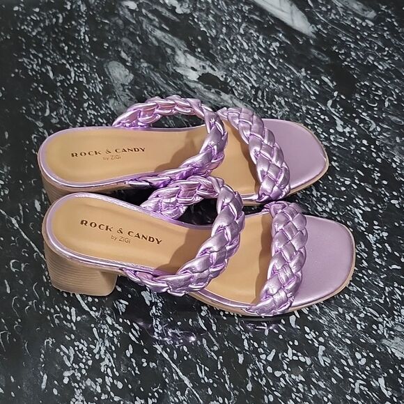 BRAND NEW ROCK&CANDY BY ZIGI DOUBLE BRAIDED STRAPS LOW BLOCK-HEEL SANDAL G1 - Picture 8 of 15